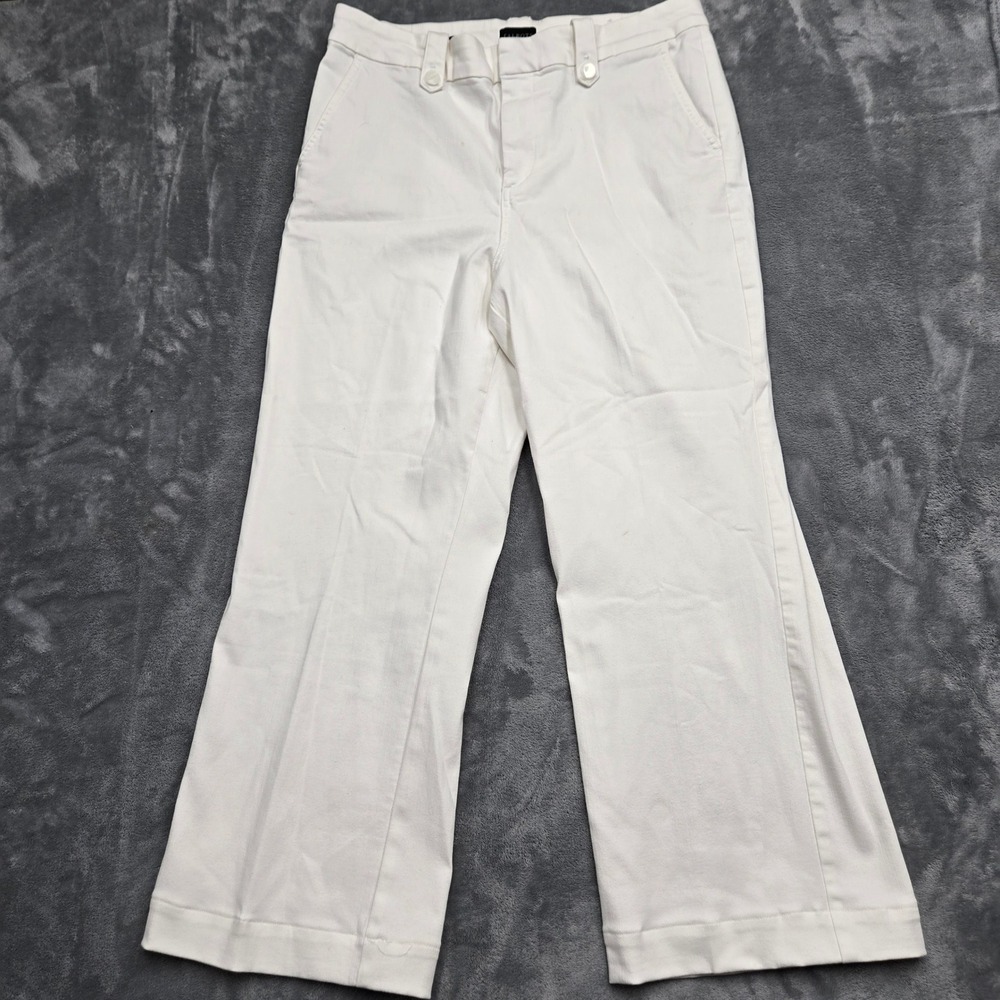 Talbots Womens Size 14 White Wide Leg Jeans High Rise Nautical Denim Pants